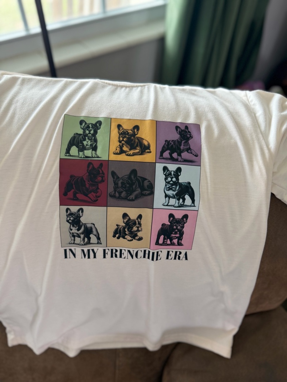 White 'In My Frenchie Era' Graphic Dog T-Shirt - Womens Size Medium